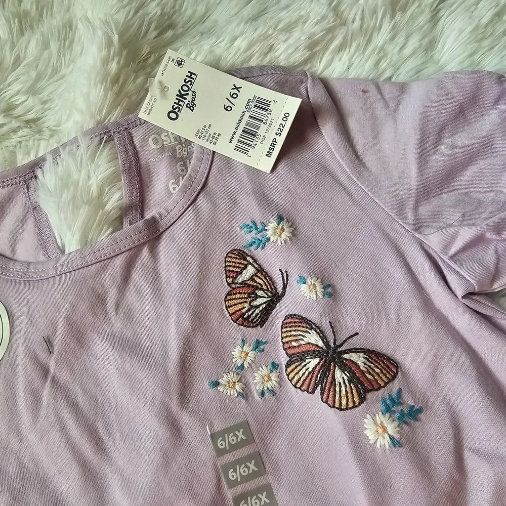 OshKosh B'gosh Lavender Butterfly Tee Size 6/6x